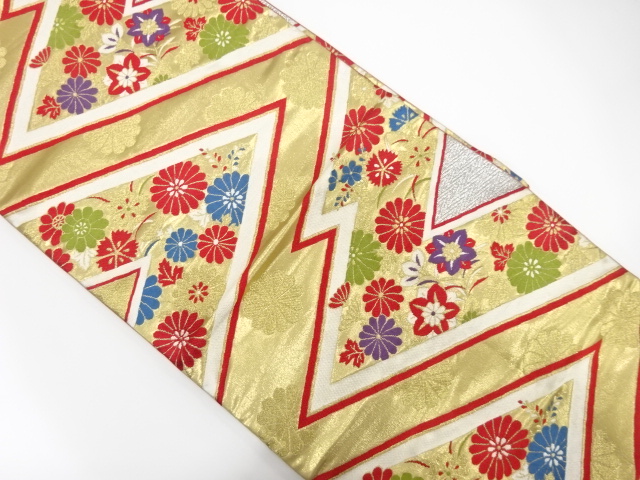 JAPANESE KIMONO / ANTIQUE FUKURO OBI / SILK / WOVEN FLOWER